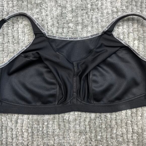 Glamorise Women's No-Bounce Camisole Sports Bra 1066 42DD Black Logo Full Figure - Picture 3 of 6